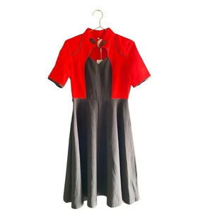 Zkaka Women's Red Short Sleeve Fit & Flare Dress Size Medium